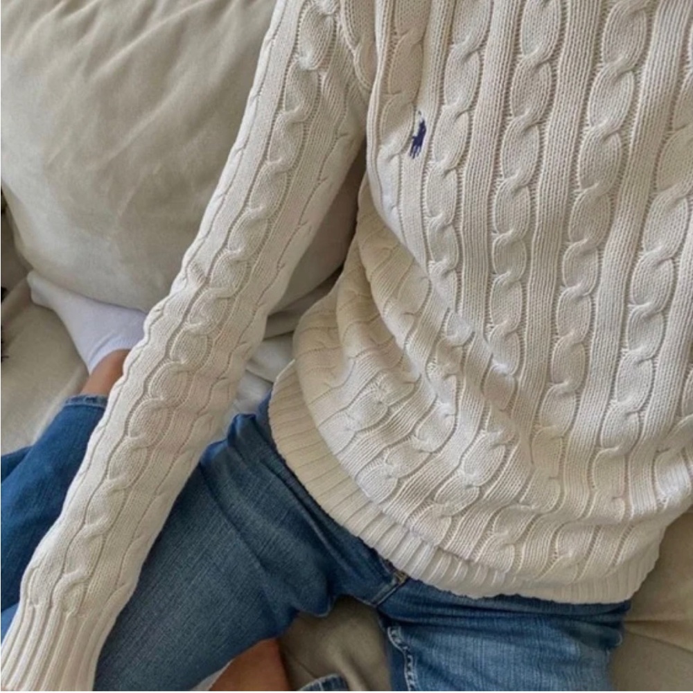 White Polo Ralph Lauren cable-knit sweater